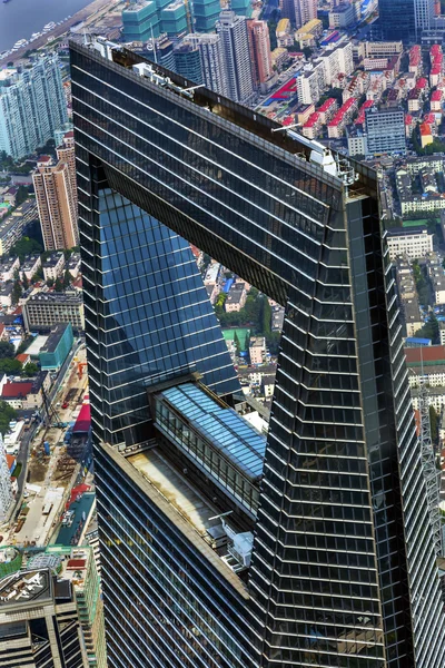 Czarny Shanghai World Financial Center wieżowiec Liujiashui Szanghaj Chiny — Zdjęcie stockowe