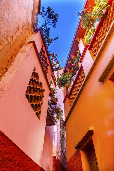 Alley öp evleri Guanajuato Meksika renkli — Stok fotoğraf