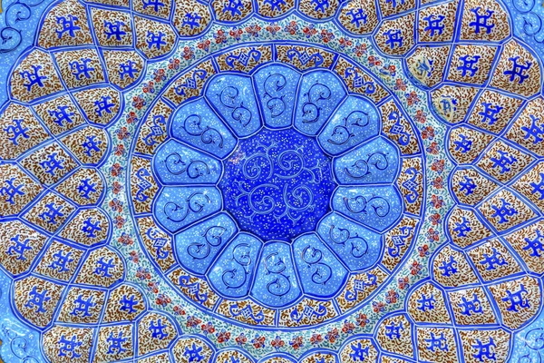 Antiguos diseños árabes islámicos Cerámica azul Madaba Jordania —  Fotos de Stock