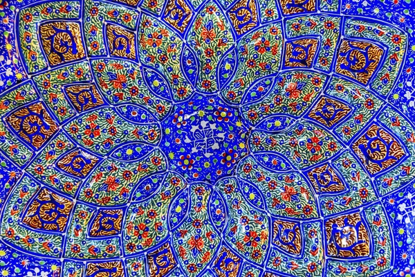 Antiguos diseños árabes islámicos Cerámica azul Madaba Jordania —  Fotos de Stock