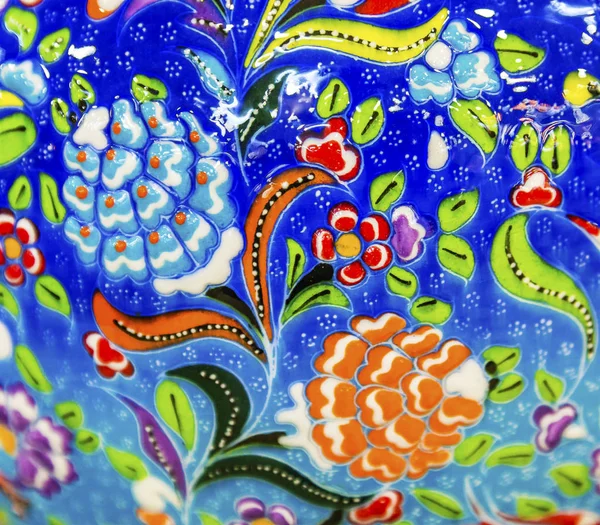 Ancient Arab Islamic Blue Flower Design Pottery Madaba Jordan — Stock Photo, Image
