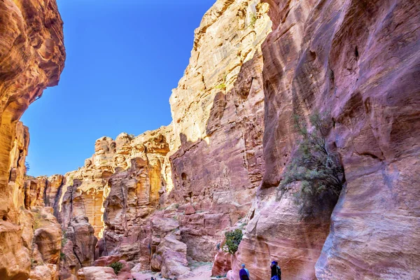 Zewnętrzna Siq Canyon piesze wejście Petra Jordan — Zdjęcie stockowe