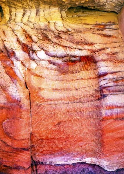 Red White Rock Abstract Near Royal Tombs Petra Jordan — Stock Photo, Image