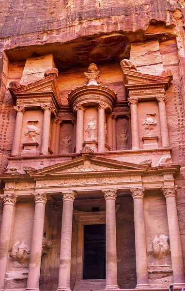 Rose Red skarbu po południu Siq Petra Jordan — Zdjęcie stockowe