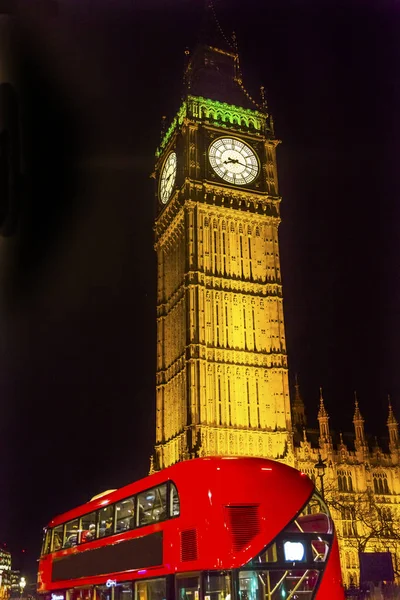 Big Ben Tower Red Bus Houses of Parliament Londra Inghilterra — Foto Stock