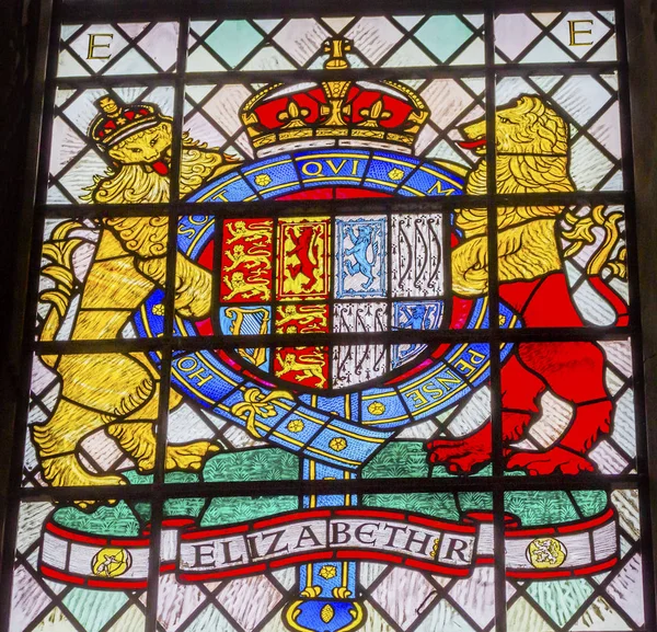 Elizabeth 1 znak vitráže Westminster Anglie — Stock fotografie