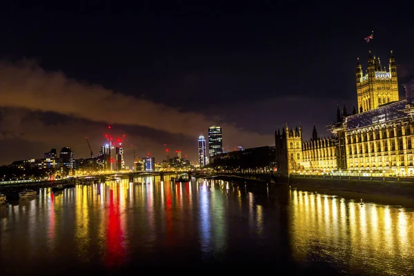 Camere del Parlamento Tamigi Fiume Westminster Ponte Notte Westm — Foto Stock