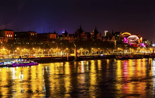 Tamigi River Night Westminster Bridge Londra Inghilterra — Foto Stock