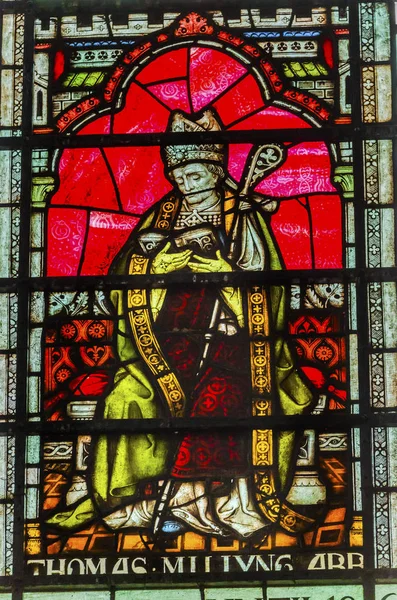 Thamas Becket ärkebiskop Canterbury målat glas kapitelhus — Stockfoto