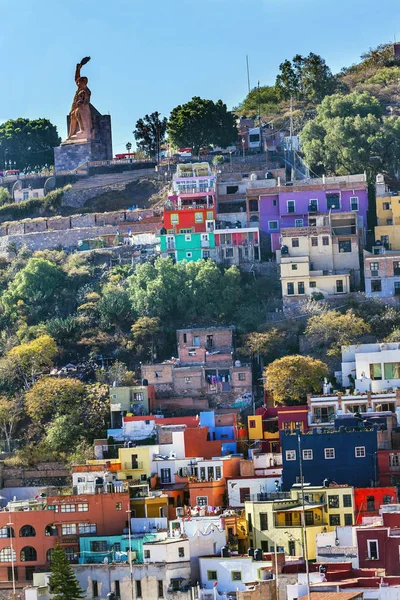 Many Colored Houses El Pipila Statue Guanajuato Mexico — Stock Photo, Image