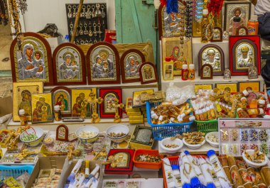 Dini Hatıra Eşyası simgeleri dışında kilise Kutsal türbe Kudüs İsrail