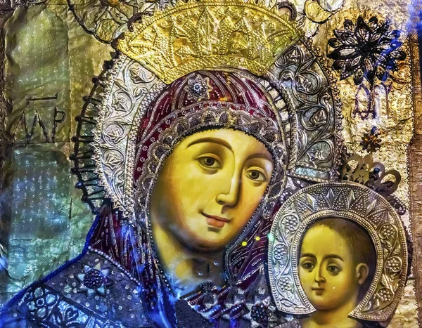 Mary Jeus Icon Grieks-orthodoxe kerk van de geboorte Bethlehem Palestina — Stockfoto