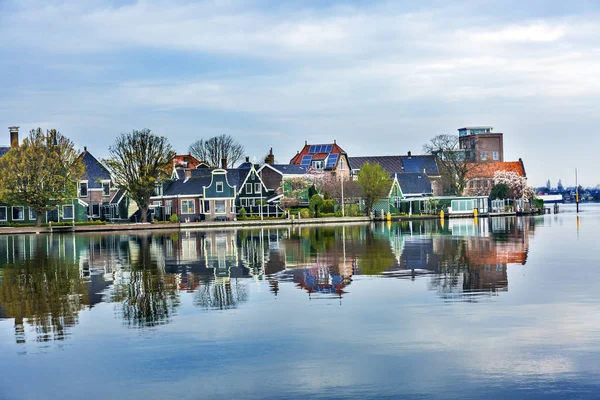 River Zaan Zaanse Schans Village Holanda Países Bajos — Foto de Stock