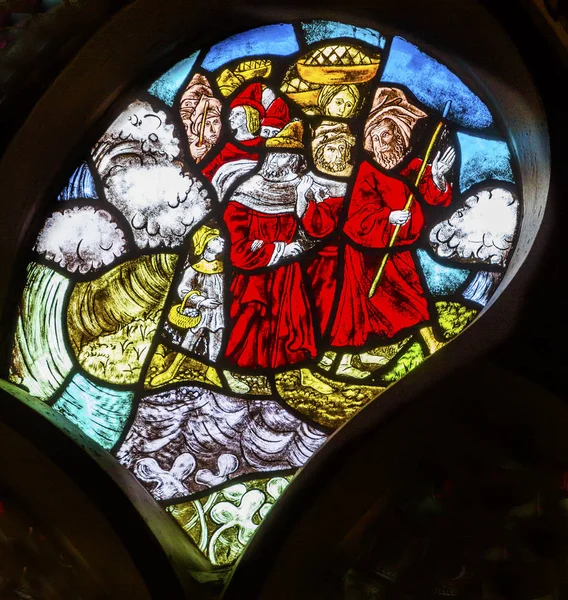 Céu Justiça vitral Janela De Krijtberg Igreja Amsterdam Holanda Holanda — Fotografia de Stock