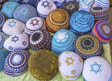Kippahs Yarmulkes Yahudi şapka Hatıra Eşyası Safed Tsefat İsrail