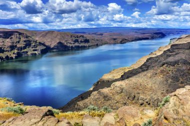 Wanapum Gölü Kolombiya Nehir yaban atları anıt Washington