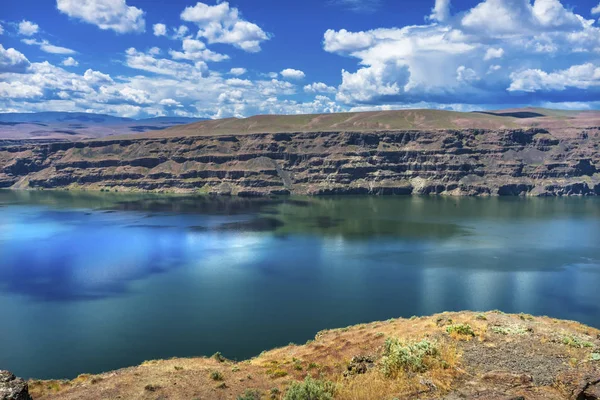 Lago Wanapum Rio Colômbia Cavalos Selvagens Monumento Washington — Fotografia de Stock