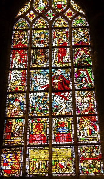 Regele Willian Orange vitraliu Noua Catedrală Kerk Delft Olanda — Fotografie, imagine de stoc