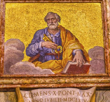 Saint Peter mozaik Saint Peter's Bazilikası Vatikan Roma İtalya tuşları