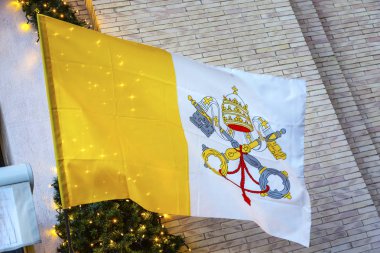 Papal Keys Flag Saint Peter's Basilica Vatican Rome Italy clipart