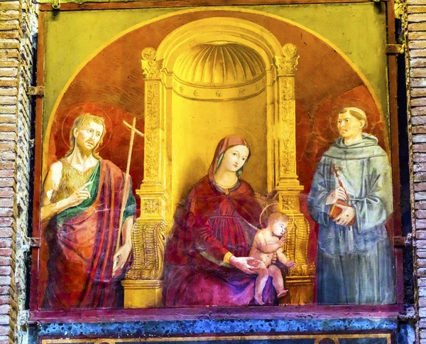 Madonna kegyelmi Mária Jézus festmény Pantheon Rómában — Stock Fotó