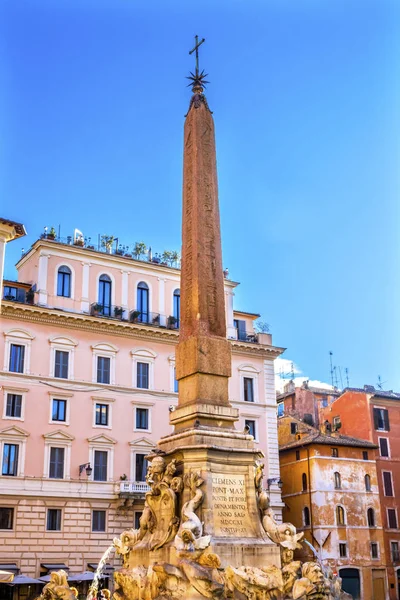 Obelisk Della Porta Fountain Pantheon Piazza Rotunda Rome Italy — Stock Photo, Image