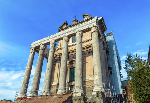 Templo Antonius Faustina Vespasiano Fórum Romano Roma Itália — Fotografia de Stock