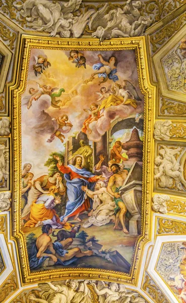 Jesus fresco decke santa maria maddalena kirche rom italien — Stockfoto