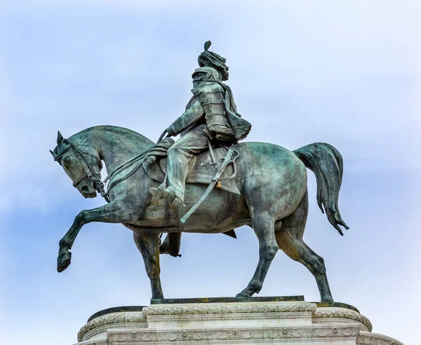 Statua Re Vittorio Emanuele Monumento Roma Italia — Foto Stock