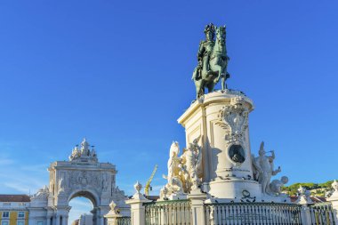 Kral Jose heykel Rua Augusta Arch Commerce Square Meydanı Lizbon