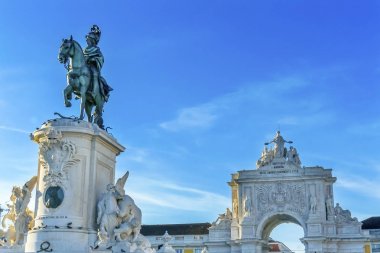 Kral Jose heykel Rua Augusta Arch Commerce Square Meydanı Lizbon