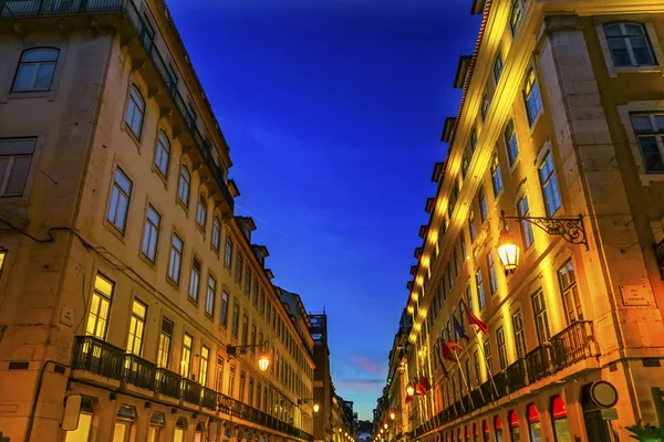 Rua Augusta Paseo nocturno Shopping Street Baixa Lisboa Portugal —  Fotos de Stock