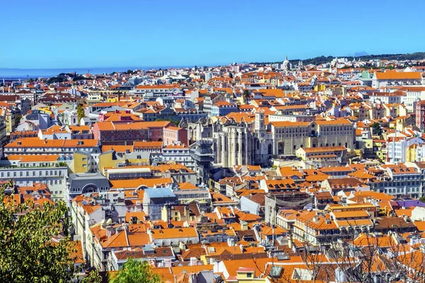Toits Orange Cathédrale Lisbonne Portugal — Photo
