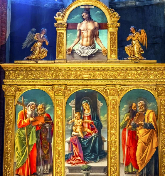 Kościół Frari Santa Maria malarstwo świętych Vivarini Madonna dziecko Wenecja Włochy — Zdjęcie stockowe