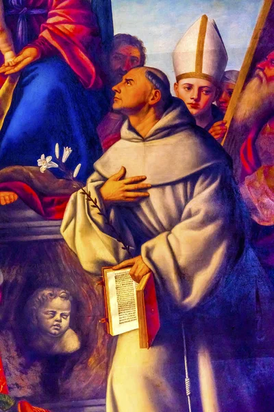 Licinio mönche maria malerei santa maria frari kirche venedig italien — Stockfoto
