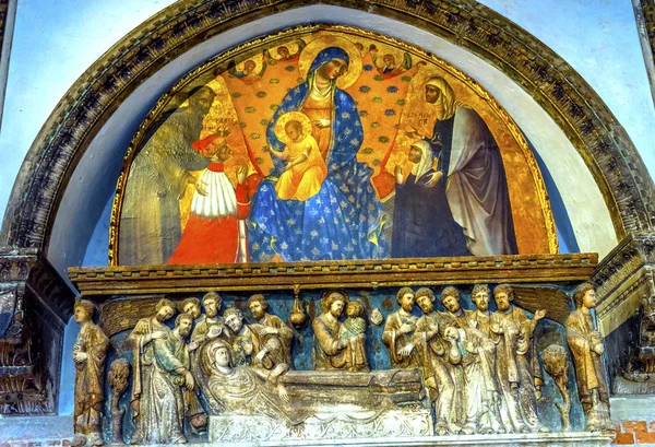 Kościół Frari Veneziano Mary dziecko malarstwo Santa Maria Wenecja Włochy — Zdjęcie stockowe