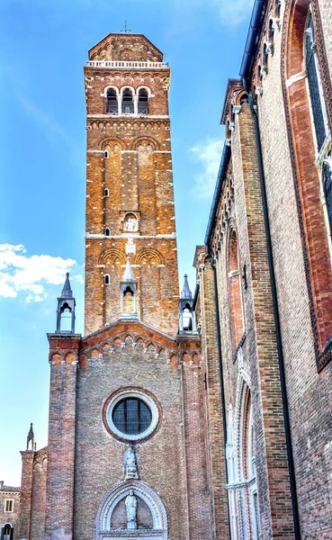 Torre Campanile Santa Maria Gloriosa de Frari Igreja Veneza Itália — Fotografia de Stock
