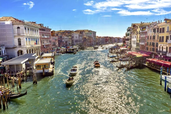 Grand Canal Public Water Ferry Vaporettor Gondolas Venise Italie — Photo