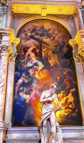 St Jerome staty mirakel målning Santa Maria Frari Venedig Italien — Stockfoto