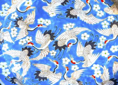 Eski Çin seramik Vinçler Panjuan bit pazarı Beijing Çin plaka
