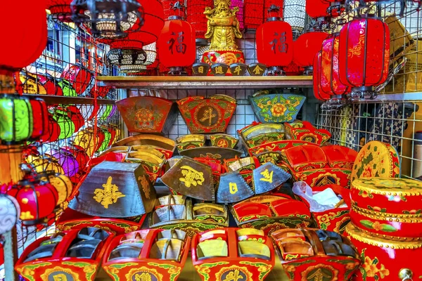 Coloridas linternas de papel chinas Panjuan Flea Market Beijing China —  Fotos de Stock