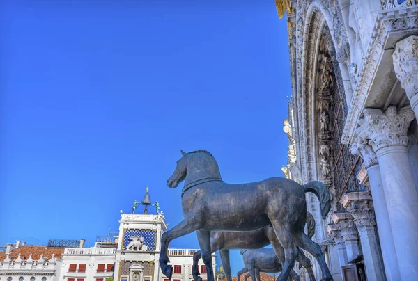 Chevaux Basilique Saint-Marc Piazza Venice Italie — Photo