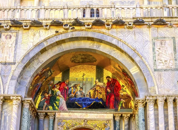 Death Saint Mark Evangelist Mosaic Facade Saint Mark's Church Venice Italy