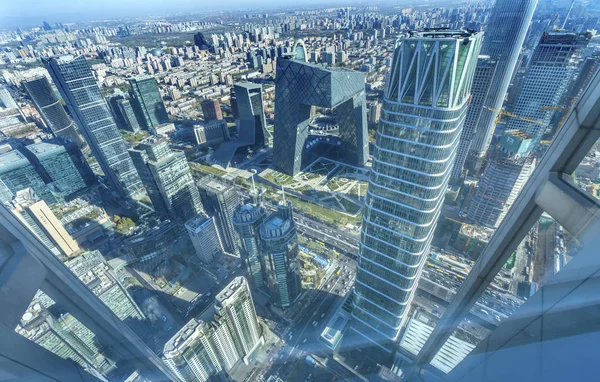 Drei große Wolkenkratzer Welthandelszentrum z15 Türme Peking China — Stockfoto