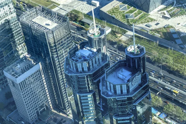 Torres de oficinas de Guomao distrito urbano apartamentos Pekín —  Fotos de Stock