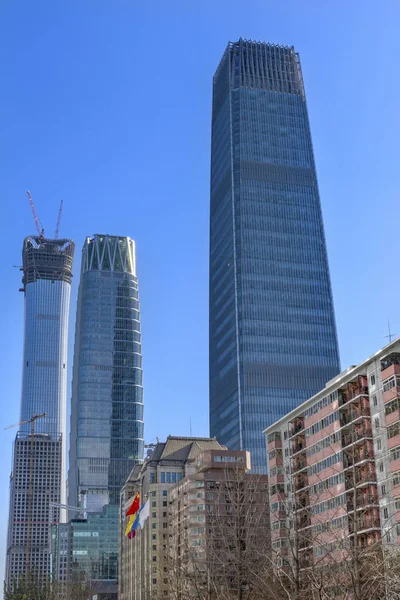 Três grandes arranha-céus World Trade Center Z15 Torres Beijing na — Fotografia de Stock