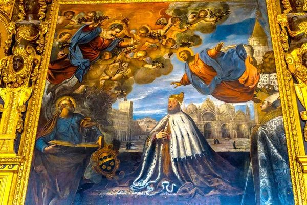 Doge Angels Painting Palazzo Ducale Doge's Palace Venice Italy — Stock Photo, Image