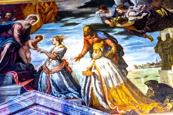 Palazzo Ducale Doge Sarayı Venedik İtalya boyama doge melekler — Stok fotoğraf