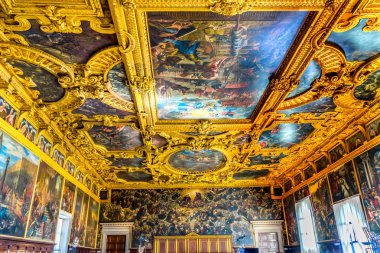 Tavan Grand Konseyi Palazzo Ducale Doge Sarayı Venedik İtalya