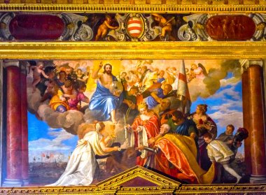 İsa Doge melekler Palazzo Ducale Doge Sarayı Venedik İtalya boyama